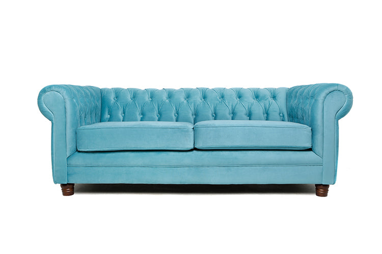 Barra Design - Sofá Chesterfield 3C Felpa Turquesa