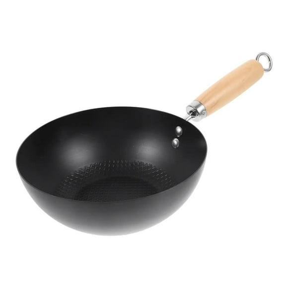 Sarten Wok Antiadherente 22cm Negro Con Mango De Madera