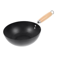 Genérico - Sarten Wok Antiadherente 22Cm Negro Con Mango De Madera