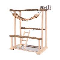 Magideal - Parque Infantil Para Loros Y Pájaros, Soporte De Juego Para Loros, Centro De Actividades Para Ejercicios, Gimnasio Para Pájaros, Soporte De Madera Par