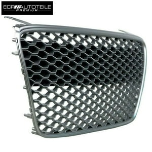 Ecp-Autoteile Fit For 07-12 R8 Gt 42 Gen1,Mk1 Car Kühlergrill Main Upper Grille Insert Gunmetal/Matte Silver Euro Hex Style