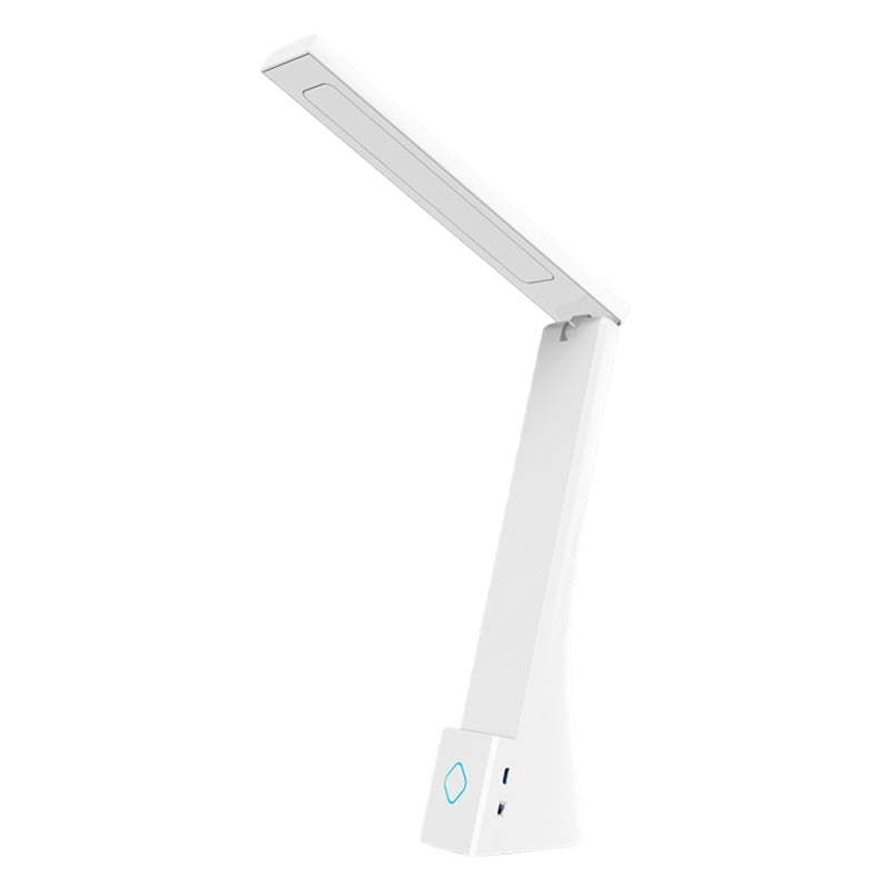 Xusx111 - Batería Recargable Alimentada Lámpara De Escritorio Led, 3 Temperaturas De Color, Flip Open, Ángulo Ajustable, Soporte De Teléfono Y Comodidad Ocular Sin Parpadeos, Blanco
