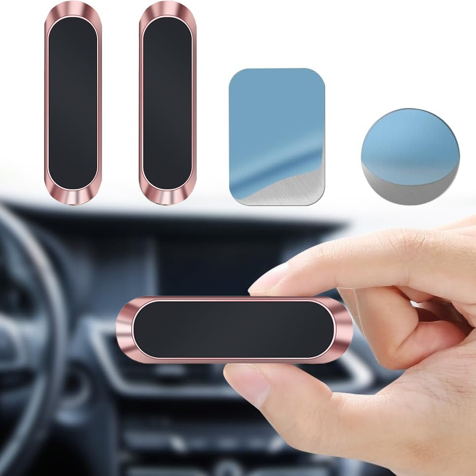 Genérico - 2-pack Soporte Magnético Universal Para Coche Con Placas Metálicas, Soporte De Teléfono Para Coche, Soporte Universal De Teléfono Móvil Para El Salpicadero, Apto Para Todos Los Teléfonos-oro Rosa
