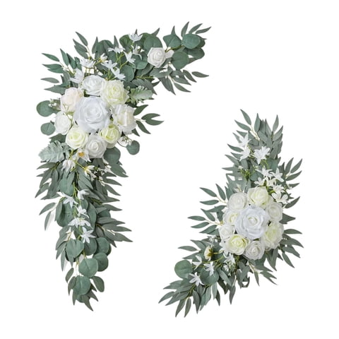 Bothyi - 2 Piezas De Flores Artificiales Swag Set De Flores De Arco De Boda Para Telón De Fondo De Recepción Estilo A