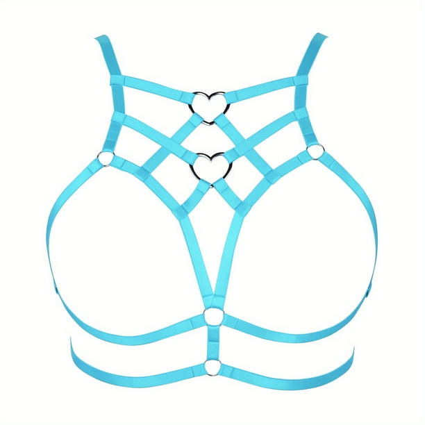 Sexy BDSM Cage Bra Harness - Punk Style Heart Ring Linked Body Harness Belt for Women - Sexy Lingerie & Underwear Accessories
