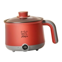 Bothyi - Olla Eléctrica Antiadherente Para Cocinar Fideos, Sopa, Shabu Shabu, Color Gris Y Rojo