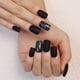 thumbnail image 5 of Uñas postizas cuadradas negras mate, cortas con brillo, cobertura total, con pegamento, 24 uñas postizas para mujeres y niñas., 5 of 7