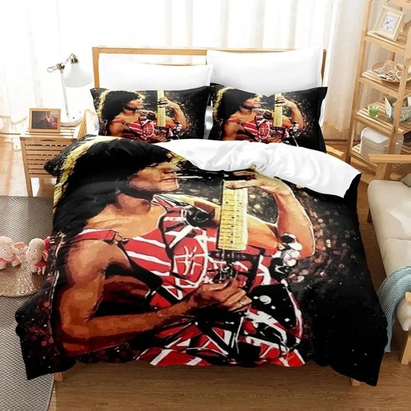 Eddie Van Halen Bedding Set Duvet Cover Bed Set Quilt Cover Pillowcase Comforter Size Boys Adult Bed Sheets