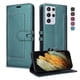 thumbnail image 2 of Premium Wallet Case for Samsung Galaxy S21 Ultra with Card Slots & Kickstand, Flip Cover Green, 2 of 6