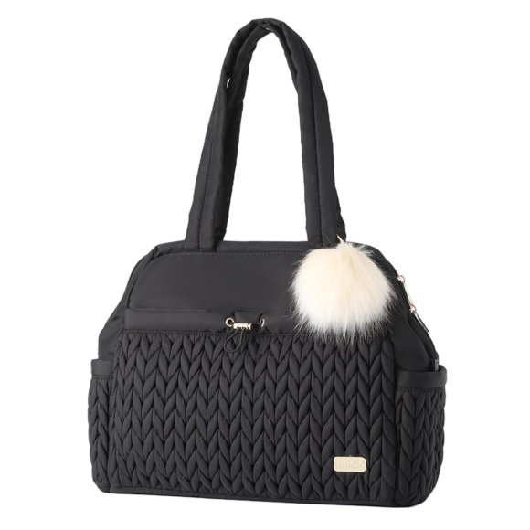Bolso para Pañales LUKJOJO Tote 38x13x32 cm Negro con Clips para Cochecito