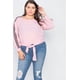 thumbnail image 4 of Top Semitransparente con Nudo Frontal y Mangas con Bloques de Color, Talla Grande 1XL, 4 of 4