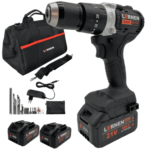 Taladro Percutor Black Edition Brushless Lernen + Baterías + Bolso + Accesorios