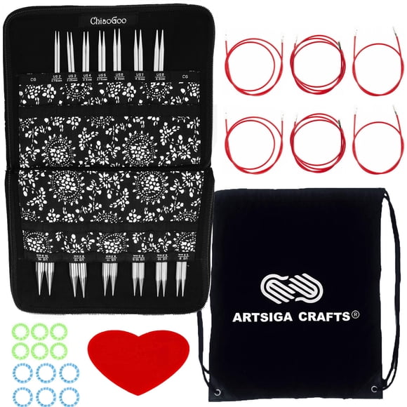 Juego completo de agujas de tejer ChiaoGoo Twist Red Lace de 5 pulgadas