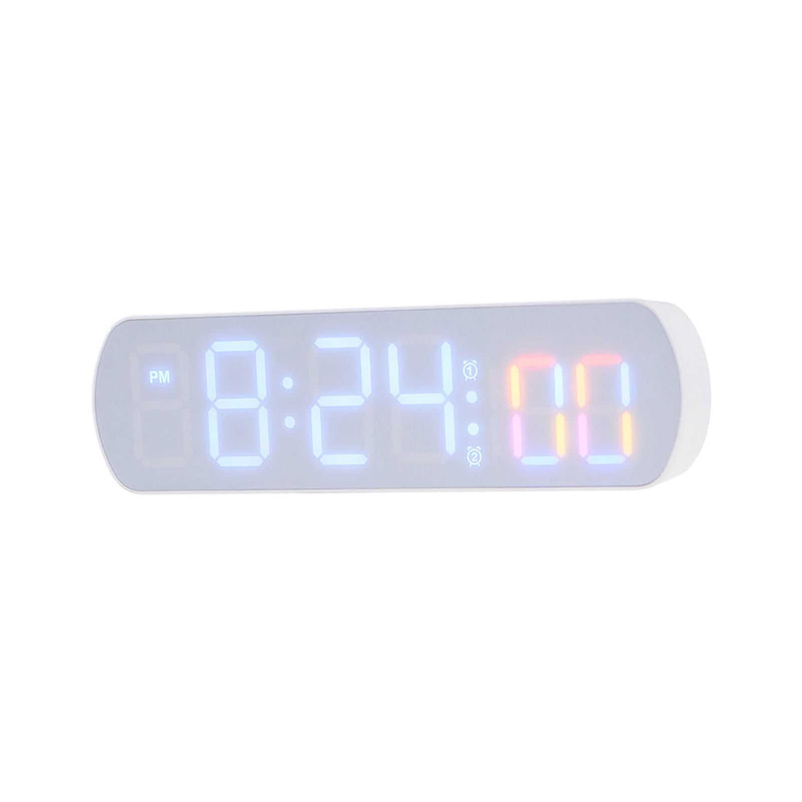 Bothyi - Reloj De Mesa Pantalla Led Reloj De Pared Digital Para Decoración De Sala De Estudio Junto A La Cama Blanco Y Azul