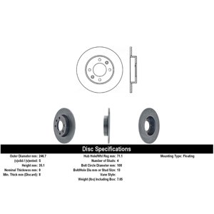 Disco Freno Para Auto C-Tek 121.99023