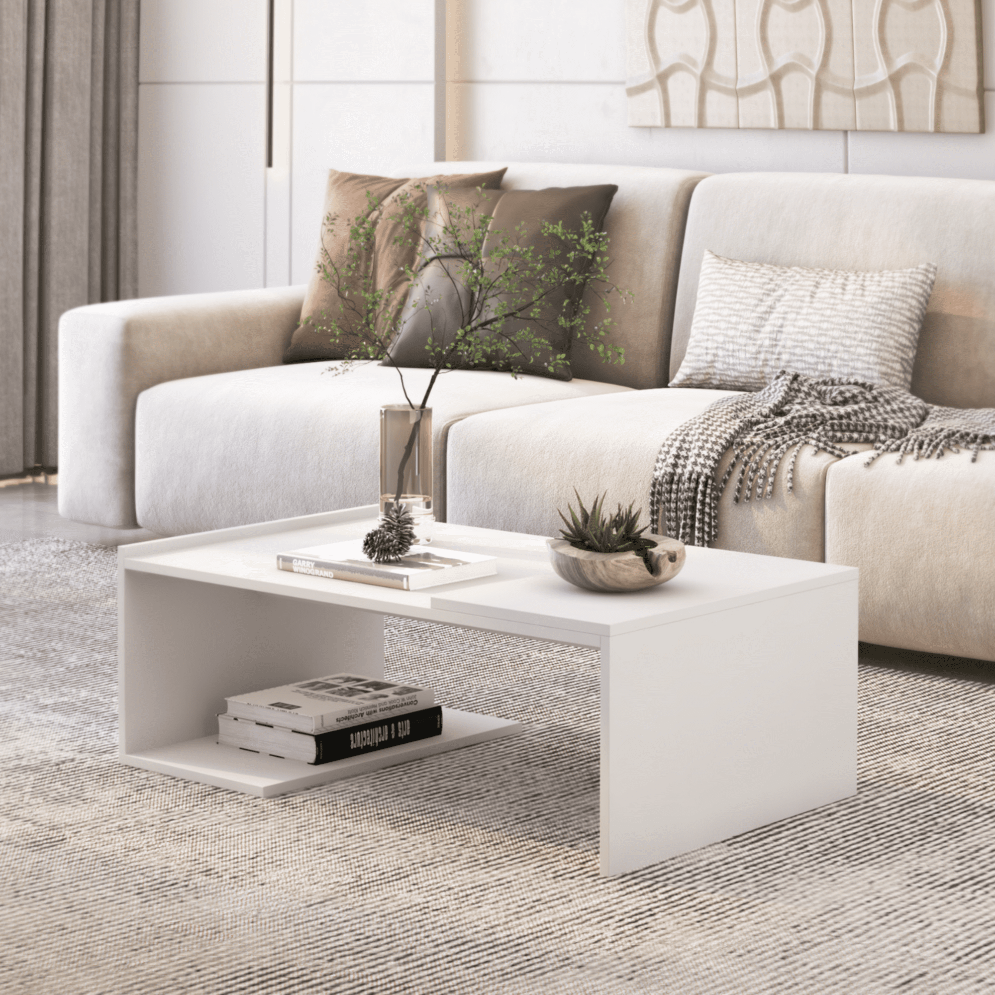 Exit - Mesa De Centro Rectangular Torino Blanca