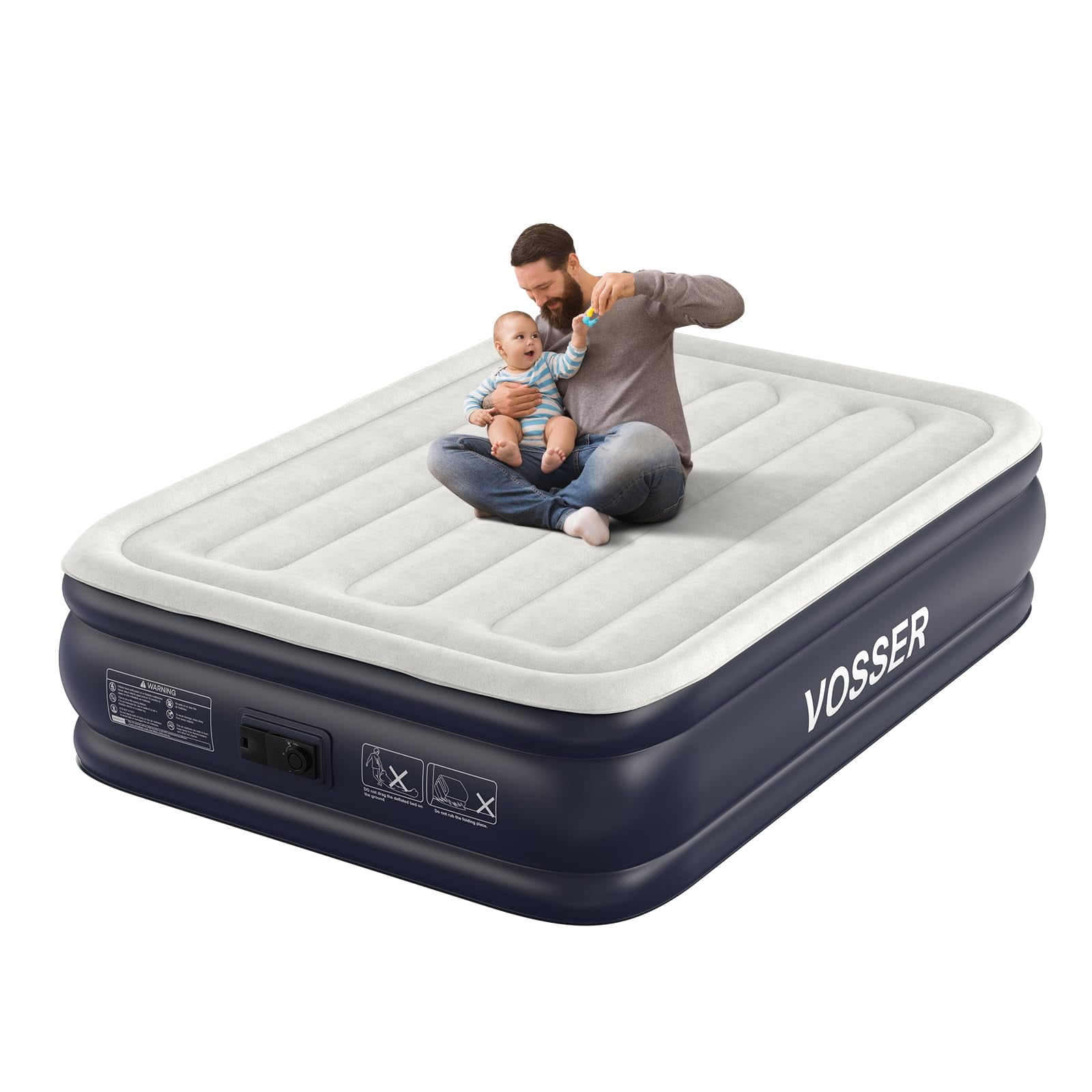 Colchón Inflable Vosser Full 46x137x75 Cm Con Bomba Incorporada 110v