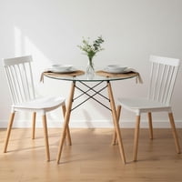 Pandalino - Comedor Mesa Elida 80 Cm + 2 Sillas Windsor Blanco