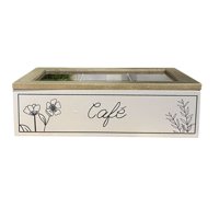 Oem - Caja De Té Mediana De Madera 6 Espacios Con Diseños Flores