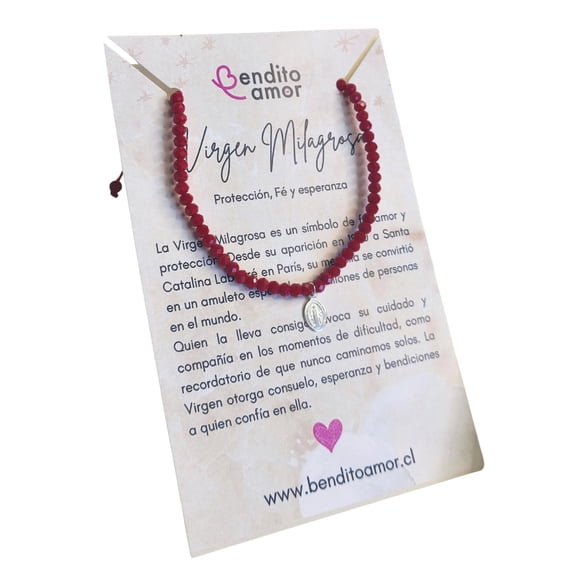 Pulsera protección- Virgen de los Rayos rojo 17