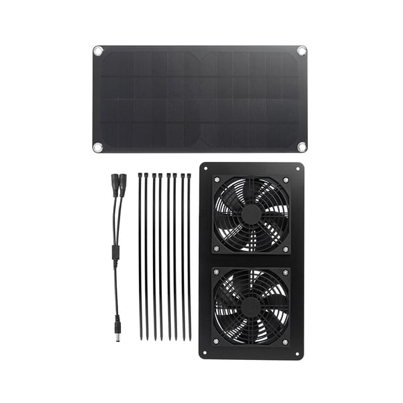 Juego De Ventilador De Escape Con Panel Solar De 10 W Y 12 V Para Casas De Mascotas, Invernaderos, Gallineros