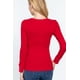thumbnail image 3 of Saronite Top Térmico Básico de Algodón Acanalado, de Manga Larga y Cuello en V, en Rojo Intenso (para Mujer), 3 of 4