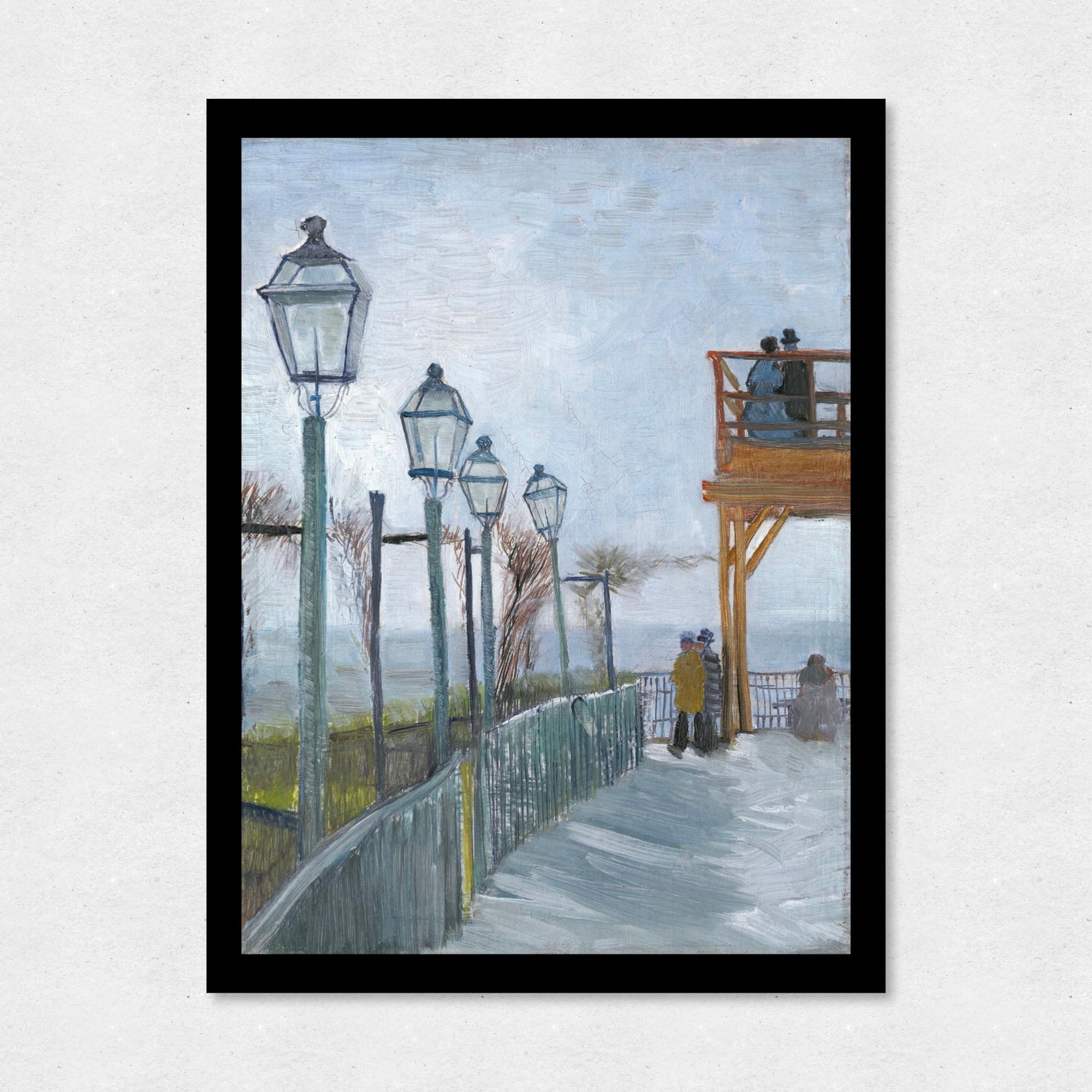 The Cuadritos - Cuadro Decorativo 35x45 Paisaje Terraza Y Mirador Faroles Van Gogh