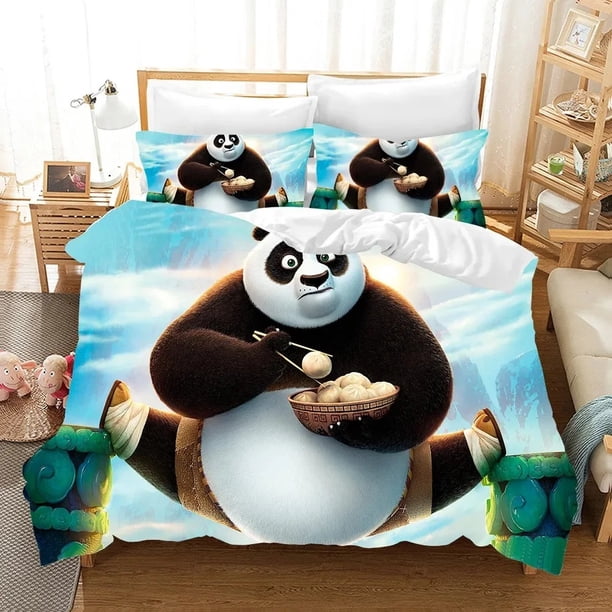 x406 Bed SheetsKung Fu Panda Po Duvet Cover, Digital Printing, Soft Home Textile, Polyester, Bedroom Decoration, Teenagers Gifts 3-Piece Bedding Set (1 Duvet Cover + 2 Pillow Shams) nj406