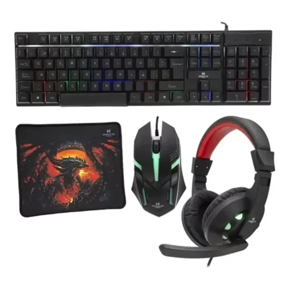 Kit Gamer Monster 4 En 1 Rgb Insertion