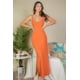 thumbnail image 1 of Vestido Largo De Tirantes Con Abertura Lateral Acanalada, 1 of 2