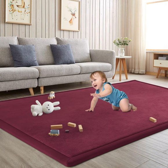 Alfombra de juego ILPEOD 200 x 350 cm, espuma de 3,5 cm de grosor, color burdeos