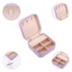 thumbnail image 4 of Caja de Joyas Cuadrada REGALWOVEN para Mujeres, Organizador de Joyas de Cuero PU con Patrón de Corazón con Cremallera, Diseño de Capa Única en Color Púrpura Claro, 4 of 7