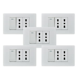 Want - Pack 5 Interruptor 1 912 16A Y Tomacorriente 2 16A - Blanco