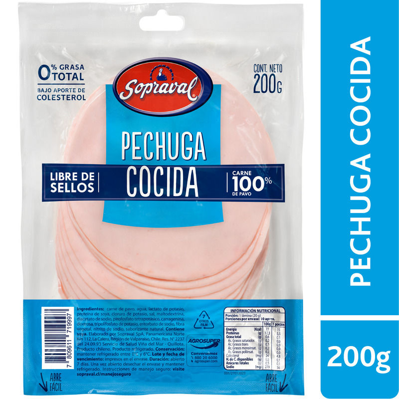 Pechuga De Pavo Cocida 200 g Sopraval