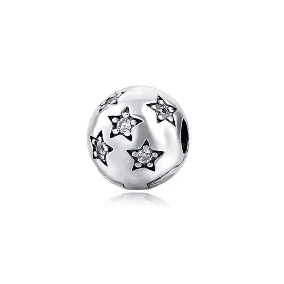 Charm Acero Con Broche Circular y Estrellas
