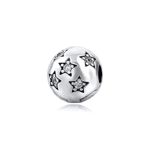 Fershop - Charm Acero Con Broche Circular Y Estrellas