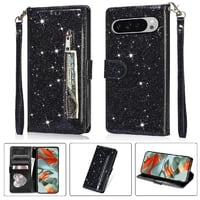 Funda Para Foxdock Elegante Funda Google Pixel 9/9 Pro Glitter Con Cremallera-Ideal Para El Uso Diario