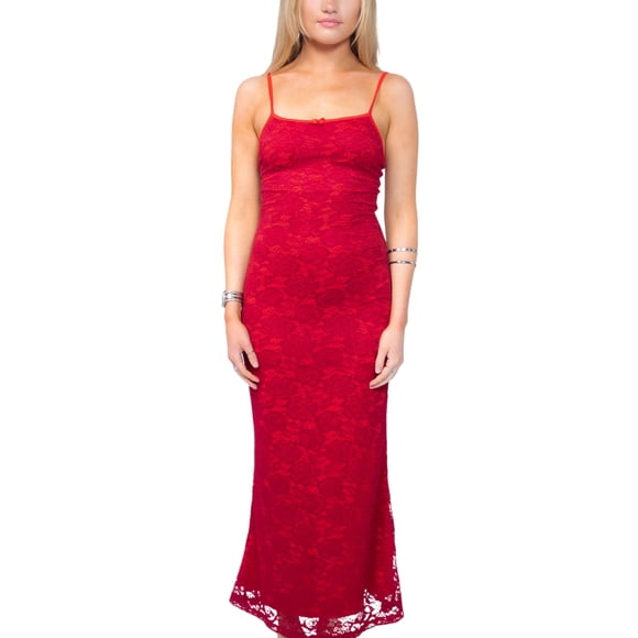 Jess by Meiko Vestido Maxi de Encaje con Tirantes Ajustables y Corte Sirena para Mujer Burdeos M