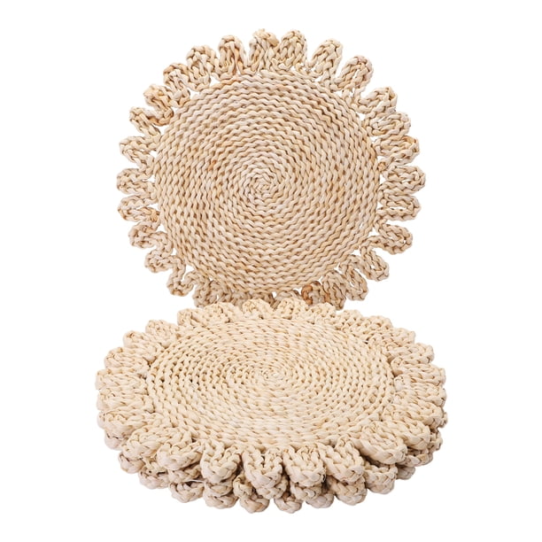Manteles Individuales de Estilo Rústico Juego de 4 Manteles Redondos para Decoración de Mesa de Comedor Interior Exterior Lavables Mantel de Cocina Limpieza Fácil Avena Ceniza 15x15 pulgadas