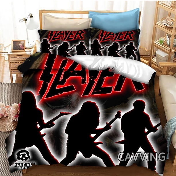 v2098 Bed Sheets Slayer Rock Band Printed Bedding Set Duvet Covers & Pillow Cases Comforter Quilt Cover (US/EU/AU Sizes) Home Textile H 3-Piece Bedding Set (1 Duvet Cover + 2 Pillow Shams) Bed Shee