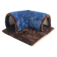 Magideal - Túnel Para Animales Pequeños, Escondite De Conejillo De Indias, Estera Extraíble Portátil Para Dormir Y Jugar, Cama Y Túnel 2 En 1, Nido Para Mascotas Azul