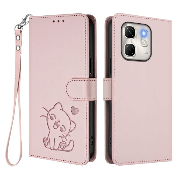 Infinix Hot 50i 4G Funda Billetera de Gato, Rosa