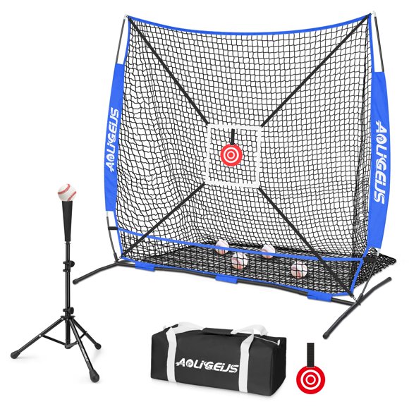 Red de lanzamiento AOLIGEIJS 1,8 m x 1,8 m con tee de bateo