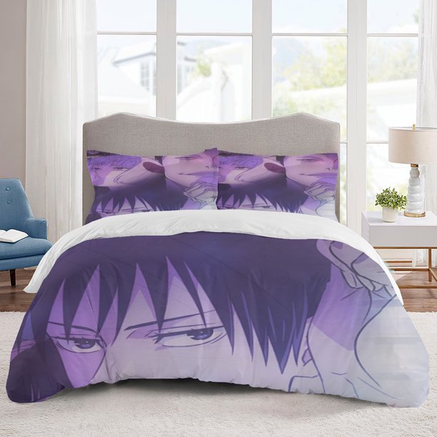 Jujutsu Kaisen Bedding Sets Cartoon Duvet Cover Lightweight 3 Piece Bet Sets for Kids Boys Girls