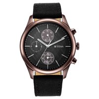 Reloj Titan Analog 1805Qp01 Para Hombre, Esfera Negra, Correa Negra