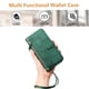 thumbnail image 5 of Funda tipo cartera para BLU View 5 Pro con bolsillo con cremallera, tarjetero, soporte, correa para la muñeca y tapa de cuero verde, 5 of 5