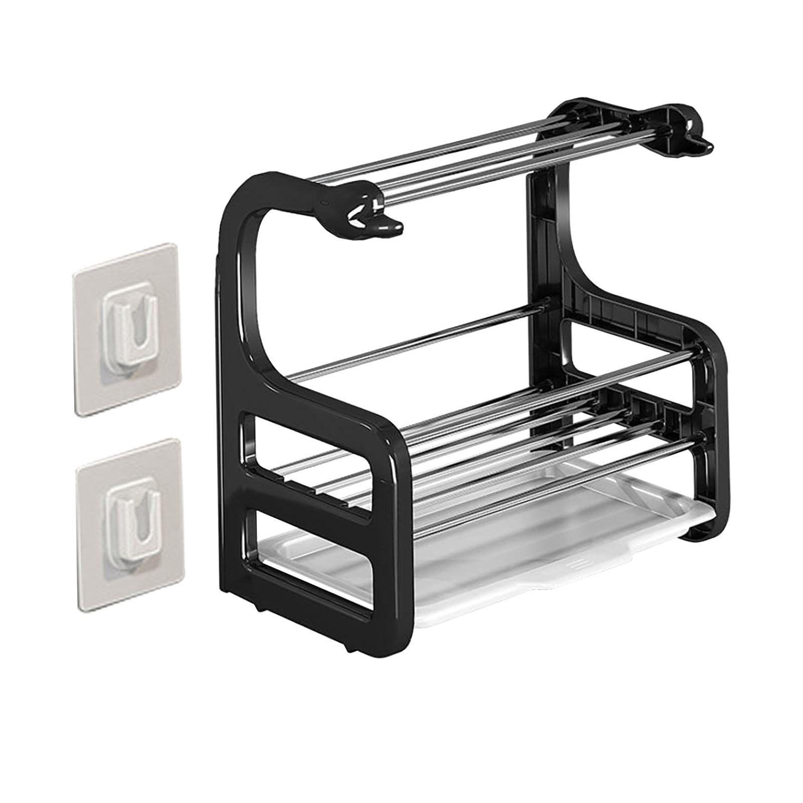 Magideal - Escurridor De Platos, Soporte Para Esponja De Cocina Con Bandeja De Goteo, Estante Para Trapos, Estante Para Esponja Para Toalla, Paño De Cocina, Paño Montado En La Pared