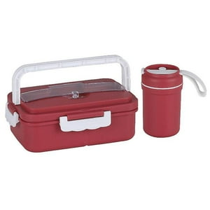Total Upgrate - Lonchera Termica 3 Compartimientos Con Vaso Termico Rojo