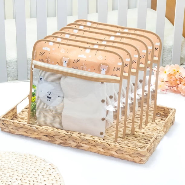 Set 6 Estuches Transparentes Para Mudas de Bebé - Mochila Pañalera Maternal - Color Cafe