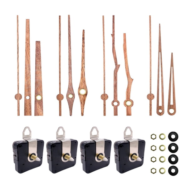 Movimiento De Reloj De 4 Piezas Y Manecillas De Reloj De Madera De Nogal Premium Para Reloj De 12 Pulgadas